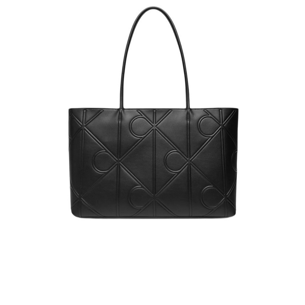 CALVIN KLEIN EMBOSSED AOP LEATHER TOTE ΤΣΑΝΤΑ ΓΥΝΑΙΚΕΙΑ BLACK