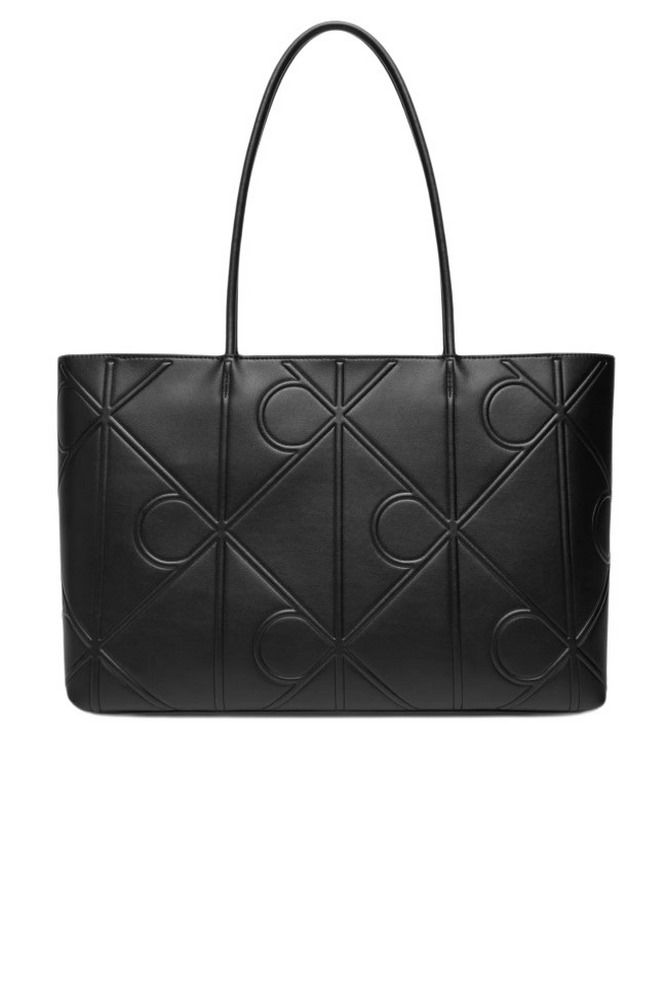 CALVIN KLEIN EMBOSSED AOP LEATHER TOTE ΤΣΑΝΤΑ ΓΥΝΑΙΚΕΙΑ BLACK