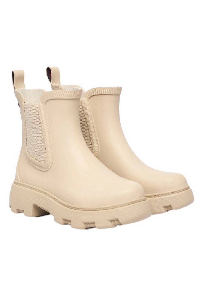 TOMMY HILFIGER RUBBER FLAG CLEATED RAINBOOT ΠΑΠΟΥΤΣΙ ΓΥΝΑΙΚΕΙΟ BEIGE