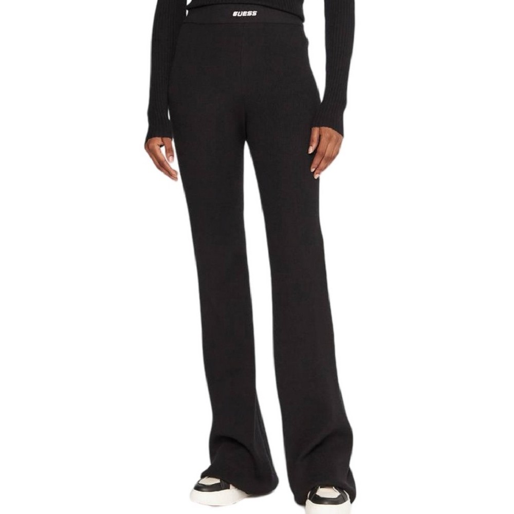 GUESS FLAMINIA RIBBED FLARE PANTS SW ΦΟΡΜΑ ΠΑΝΤΕΛΟΝΙ ΓΥΝΑΙΚΕΙΟ BLACK