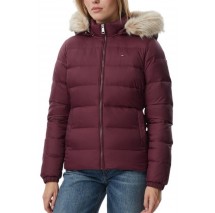 TOMMY JEANS BASIC HOODED DOWN JACKET ΜΠΟΥΦΑΝ ΓΥΝΑΙΚΕΙΟ BERRY