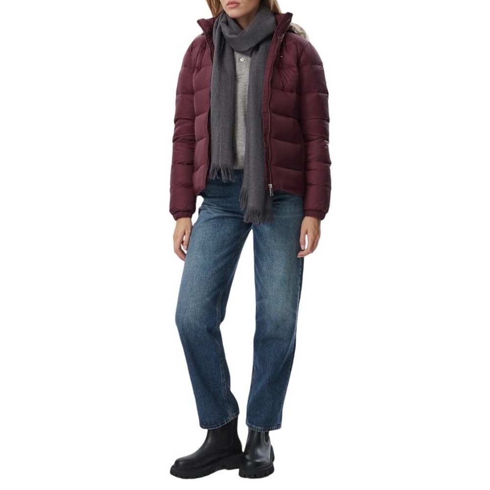 TOMMY JEANS BASIC HOODED DOWN JACKET ΜΠΟΥΦΑΝ ΓΥΝΑΙΚΕΙΟ BERRY