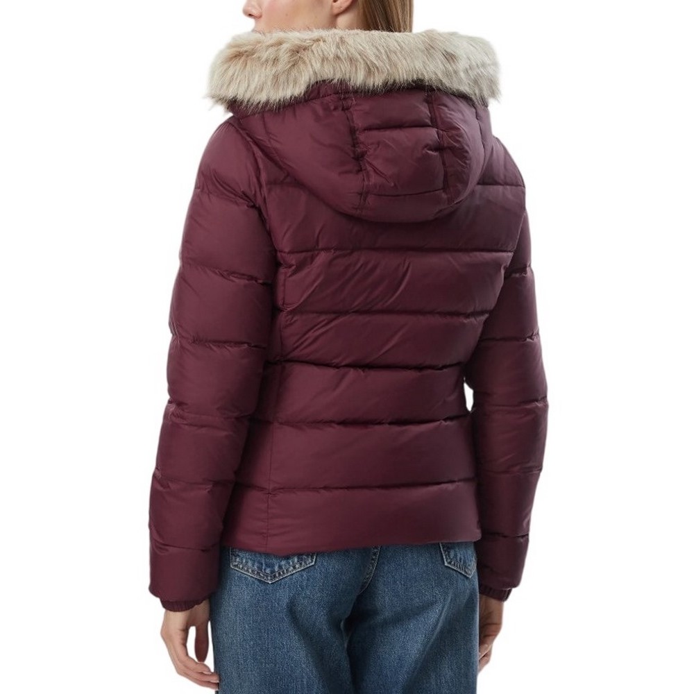 TOMMY JEANS BASIC HOODED DOWN JACKET ΜΠΟΥΦΑΝ ΓΥΝΑΙΚΕΙΟ BERRY