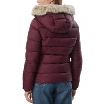 TOMMY JEANS BASIC HOODED DOWN JACKET ΜΠΟΥΦΑΝ ΓΥΝΑΙΚΕΙΟ BERRY