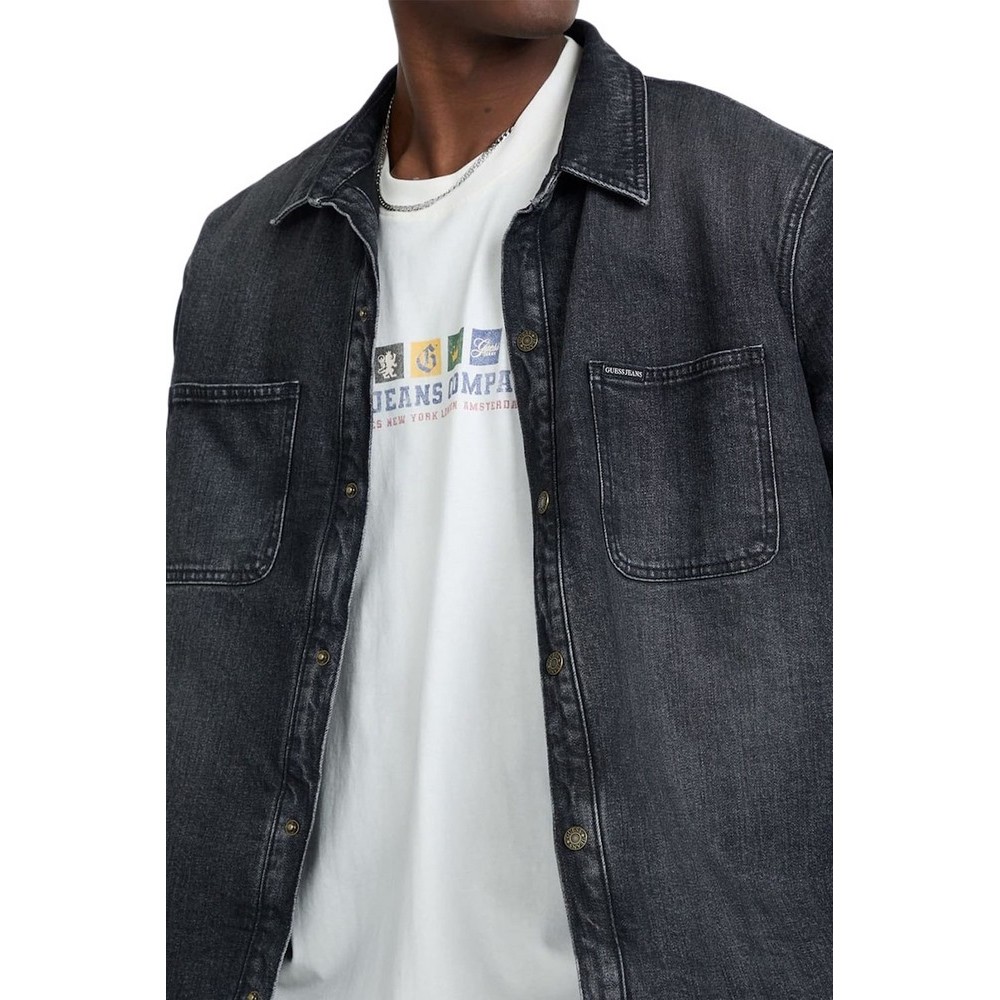GUESS JEANS DENIM OVERSHIRT ΜΠΟΥΦΑΝ ΑΝΔΡΙΚΟ DENIM BLACK