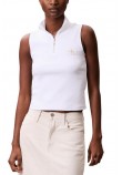CALVIN KLEIN JEANS WOVEN LABEL SL QZ TOP ΤΟΠ ΓΥΝΑΙΚΕΙΟ WHITE