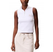 CALVIN KLEIN JEANS WOVEN LABEL SL QZ TOP ΤΟΠ ΓΥΝΑΙΚΕΙΟ WHITE