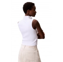 CALVIN KLEIN JEANS WOVEN LABEL SL QZ TOP ΤΟΠ ΓΥΝΑΙΚΕΙΟ WHITE