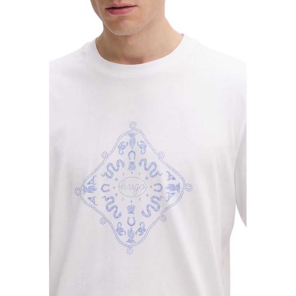 HUGO BOSS NERBERRI JERSEY T-SHIRT ΜΠΛΟΥΖΑ ΑΝΔΡΙΚΗ WHITE