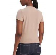 GUESS MOCK NECK ALL OVER 4G TEET-SHIRT  ΜΠΛΟΥΖΑ ΓΥΝΑΙΚΕΙΑ BEIGE