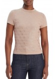 GUESS MOCK NECK ALL OVER 4G TEET-SHIRT  ΜΠΛΟΥΖΑ ΓΥΝΑΙΚΕΙΑ BEIGE