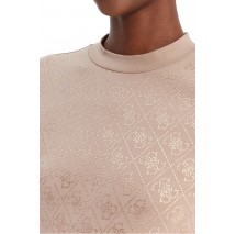 GUESS MOCK NECK ALL OVER 4G TEET-SHIRT  ΜΠΛΟΥΖΑ ΓΥΝΑΙΚΕΙΑ BEIGE