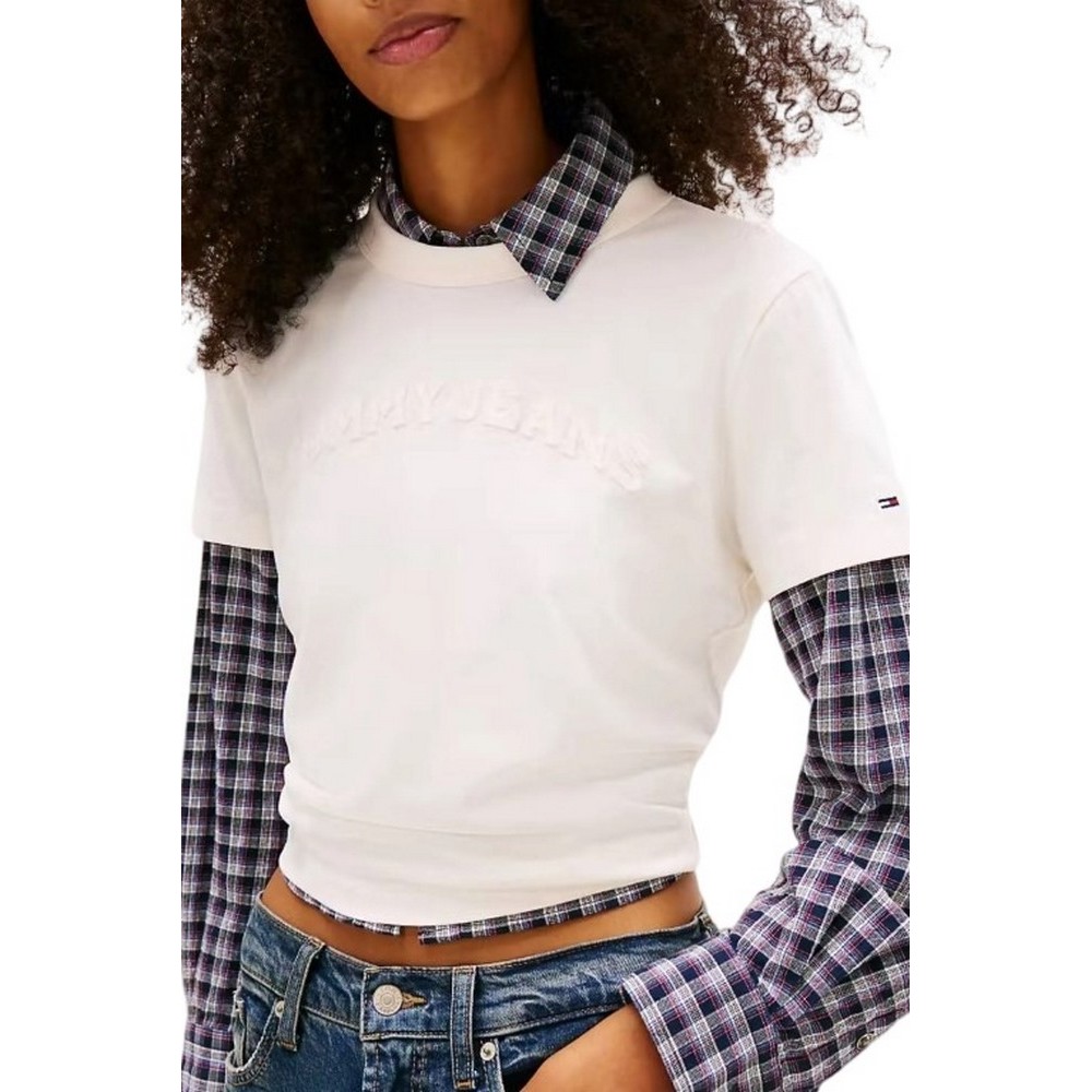TOMMY JEANS REG GMD VARSITY TEE T-SHIRT  ΜΠΛΟΥΖΑ ΓΥΝΑΙΚΕΙΑ OFF WHITE