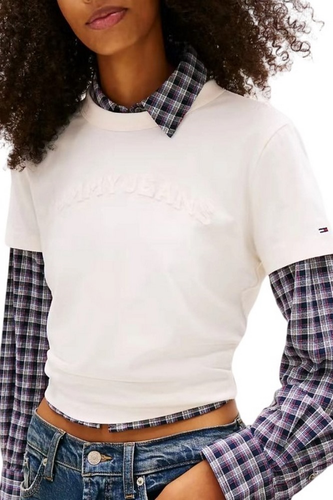 TOMMY JEANS REG GMD VARSITY TEE T-SHIRT  ΜΠΛΟΥΖΑ ΓΥΝΑΙΚΕΙΑ OFF WHITE