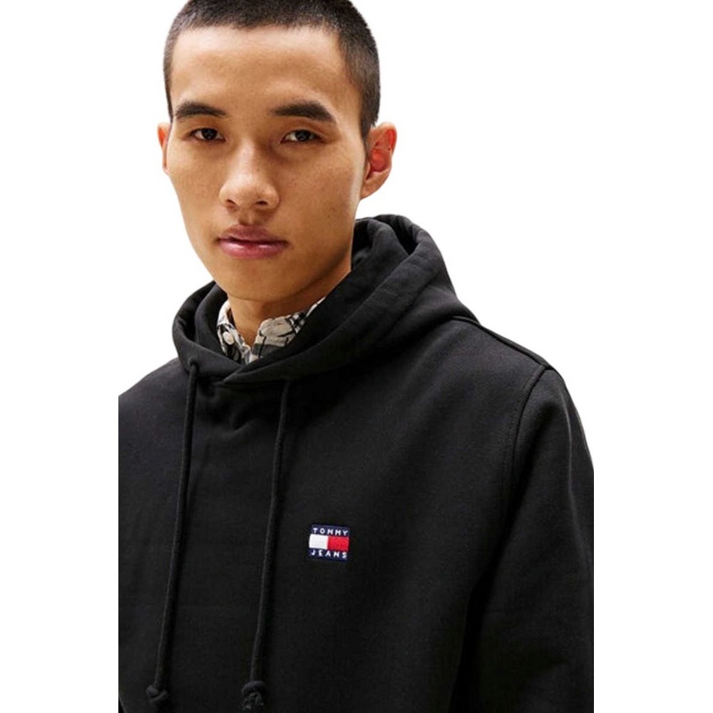 TOMMY JEANS REG BADGE HOODIE EXT ΜΠΛΟΥΖΑ ΦΟΥΤΕΡ ΑΝΔΡΙΚΗ BLACK