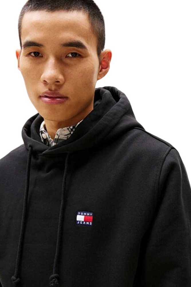 TOMMY JEANS REG BADGE HOODIE EXT ΜΠΛΟΥΖΑ ΦΟΥΤΕΡ ΑΝΔΡΙΚΗ BLACK