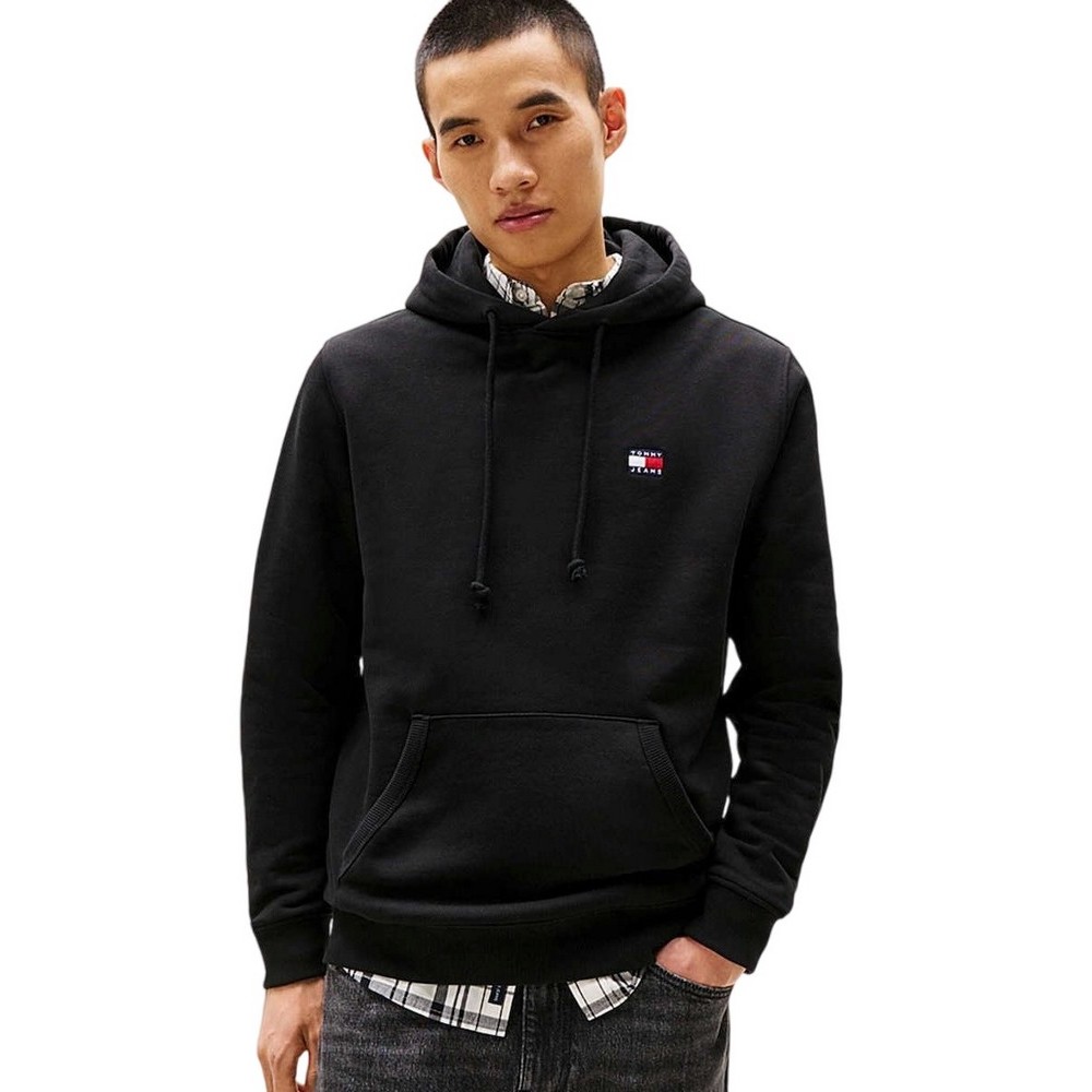 TOMMY JEANS REG BADGE HOODIE EXT ΜΠΛΟΥΖΑ ΦΟΥΤΕΡ ΑΝΔΡΙΚΗ BLACK