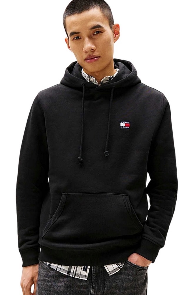 TOMMY JEANS REG BADGE HOODIE EXT ΜΠΛΟΥΖΑ ΦΟΥΤΕΡ ΑΝΔΡΙΚΗ BLACK