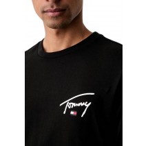 TOMMY JEANS SLIM SIGNATURE CHEST T-SHIRT ΜΠΛΟΥΖΑ ΜΑΚΡΥΜΑΝΙΚΗ ΑΝΔΡΙΚΗ BLACK