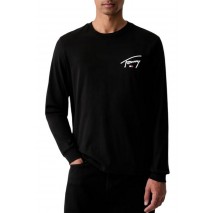 TOMMY JEANS SLIM SIGNATURE CHEST T-SHIRT ΜΠΛΟΥΖΑ ΜΑΚΡΥΜΑΝΙΚΗ ΑΝΔΡΙΚΗ BLACK