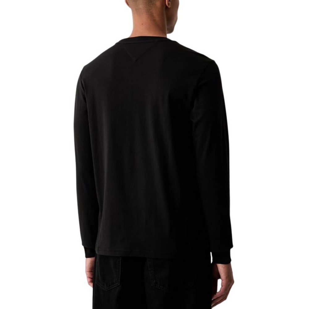 TOMMY JEANS SLIM SIGNATURE CHEST T-SHIRT ΜΠΛΟΥΖΑ ΜΑΚΡΥΜΑΝΙΚΗ ΑΝΔΡΙΚΗ BLACK