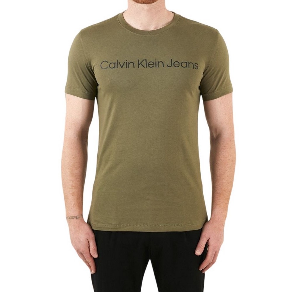 CALVIN KLEIN JEANS INSTITUTIONAL LOGO SLIM TEE T-SHIRT ΑΝΔΡΙΚΟ KHAKI