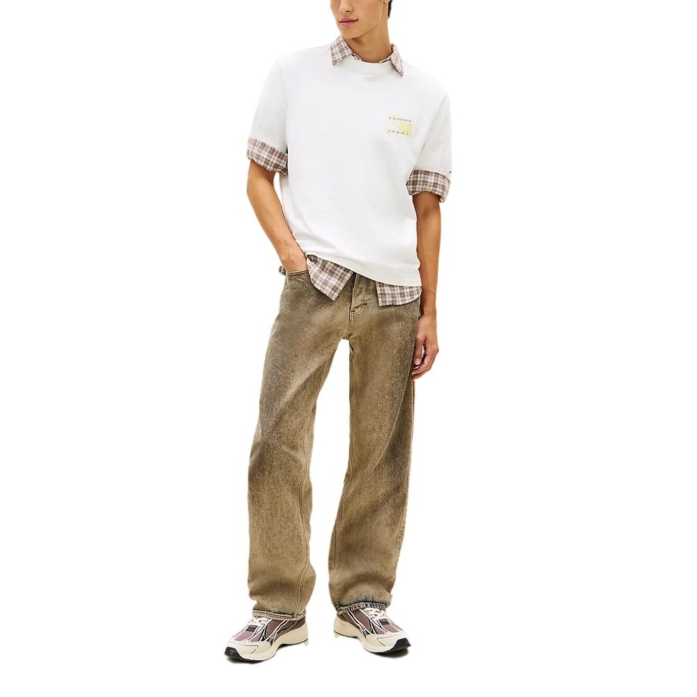 TOMMY JEANS 90S BUBBLE FLAG T-SHIRT ΜΠΛΟΥΖΑ ΑΝΔΡΙΚΗ ECRU