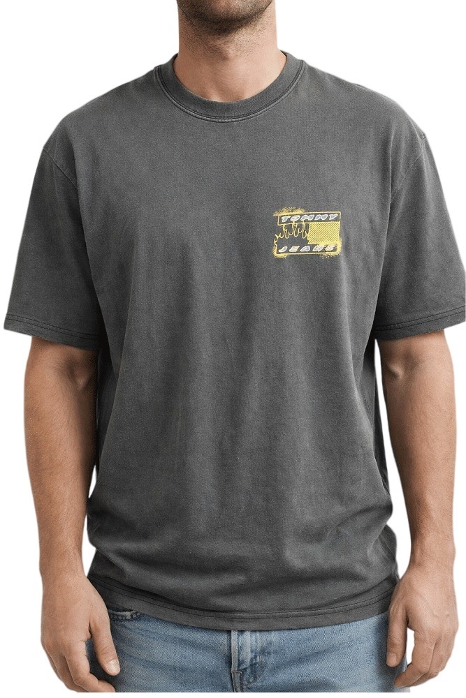 TOMMY JEANS 90S BUBBLE FLAG T-SHIRT ΜΠΛΟΥΖΑ ΑΝΔΡΙΚΗ WASHED BLACK