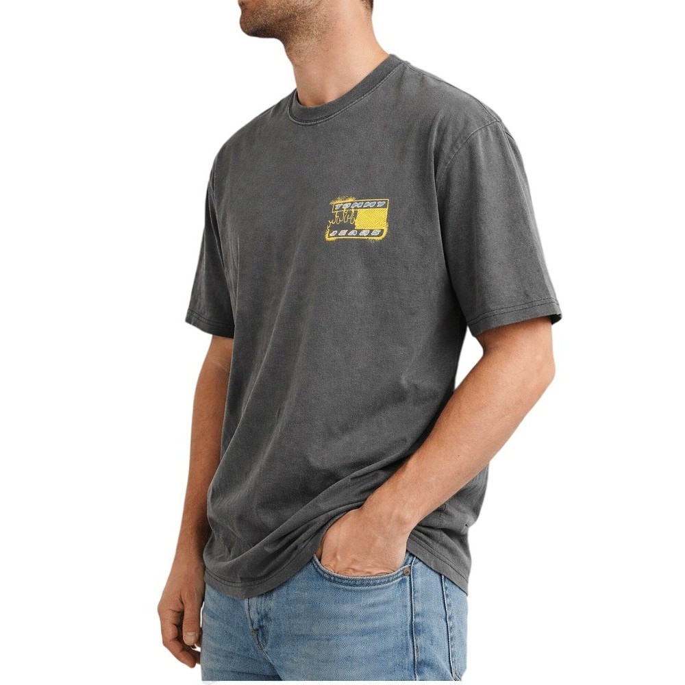 TOMMY JEANS 90S BUBBLE FLAG T-SHIRT ΜΠΛΟΥΖΑ ΑΝΔΡΙΚΗ WASHED BLACK