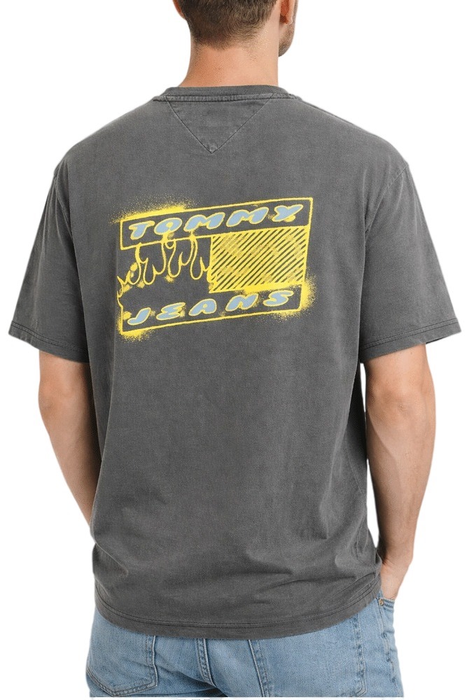 TOMMY JEANS 90S BUBBLE FLAG T-SHIRT ΜΠΛΟΥΖΑ ΑΝΔΡΙΚΗ WASHED BLACK