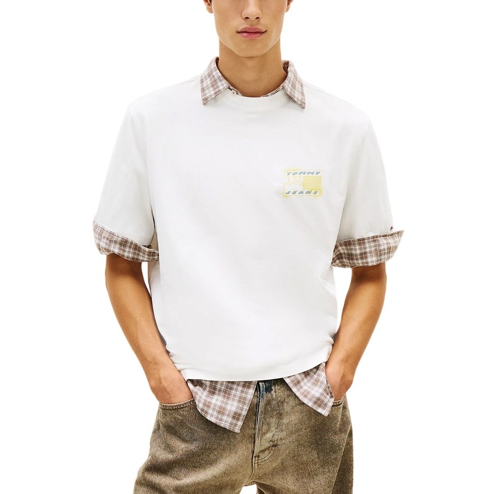 TOMMY JEANS 90S BUBBLE FLAG T-SHIRT ΜΠΛΟΥΖΑ ΑΝΔΡΙΚΗ ECRU
