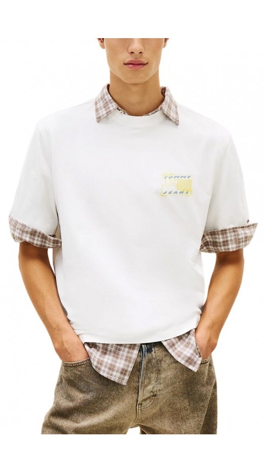 TOMMY JEANS 90S BUBBLE FLAG T-SHIRT ΜΠΛΟΥΖΑ ΑΝΔΡΙΚΗ ECRU