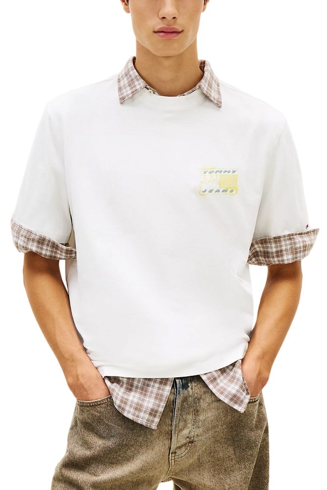 TOMMY JEANS 90S BUBBLE FLAG T-SHIRT ΜΠΛΟΥΖΑ ΑΝΔΡΙΚΗ ECRU