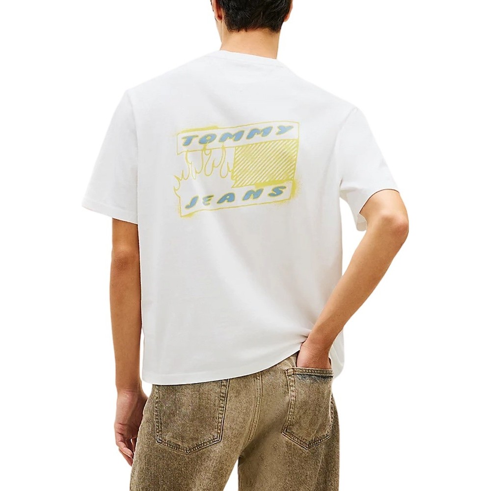TOMMY JEANS 90S BUBBLE FLAG T-SHIRT ΜΠΛΟΥΖΑ ΑΝΔΡΙΚΗ ECRU