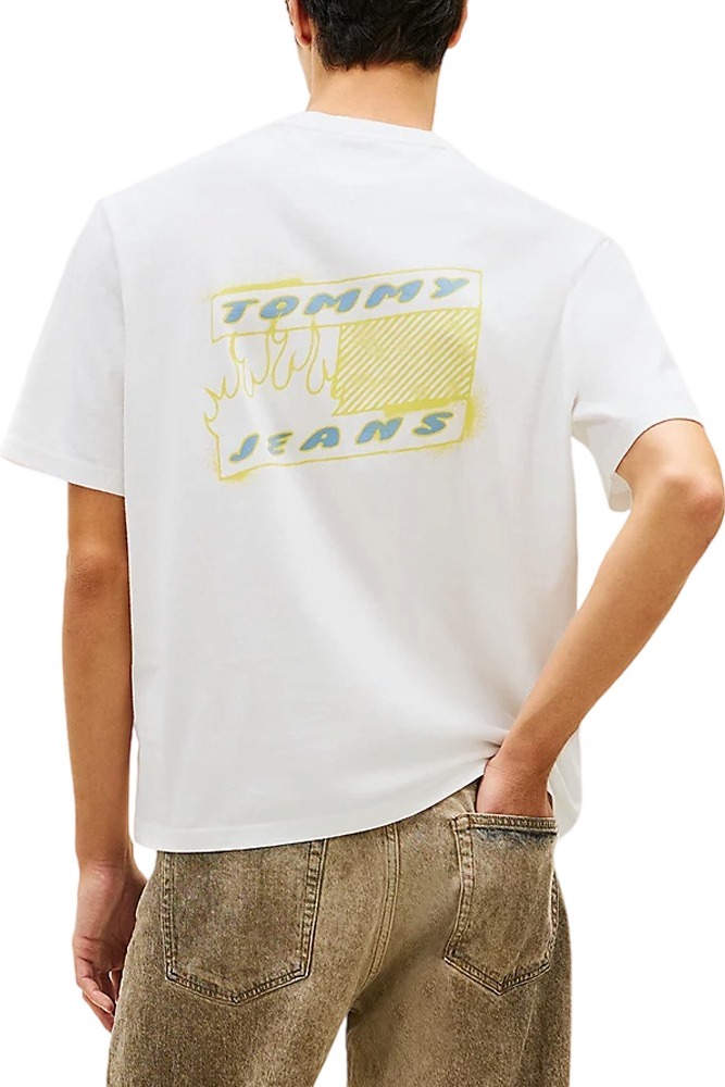 TOMMY JEANS 90S BUBBLE FLAG T-SHIRT ΜΠΛΟΥΖΑ ΑΝΔΡΙΚΗ ECRU