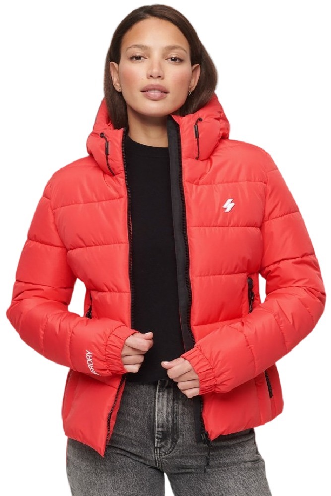 SUPERDRY HOODED SPIRIT SPORTS PUFFER ΜΠΟΥΦΑΝ ΓΥΝΑΙΚΕΙΟ RED