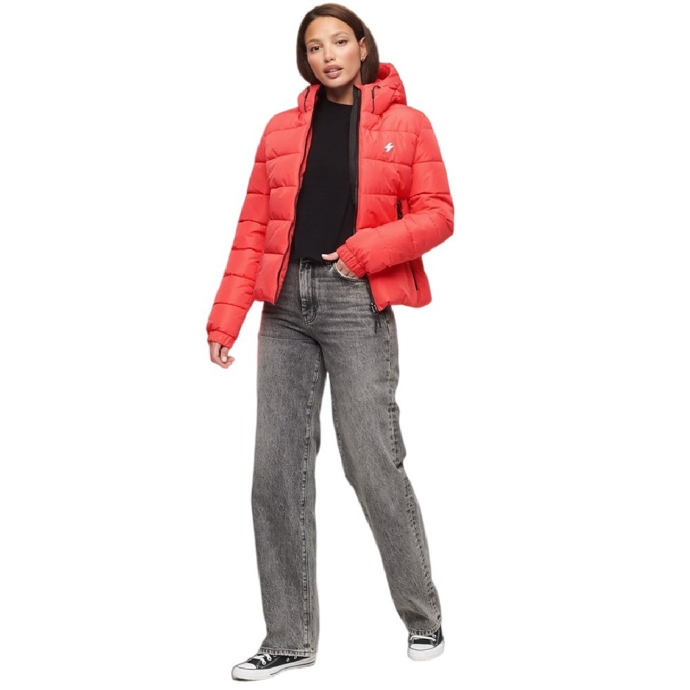 SUPERDRY HOODED SPIRIT SPORTS PUFFER ΜΠΟΥΦΑΝ ΓΥΝΑΙΚΕΙΟ RED