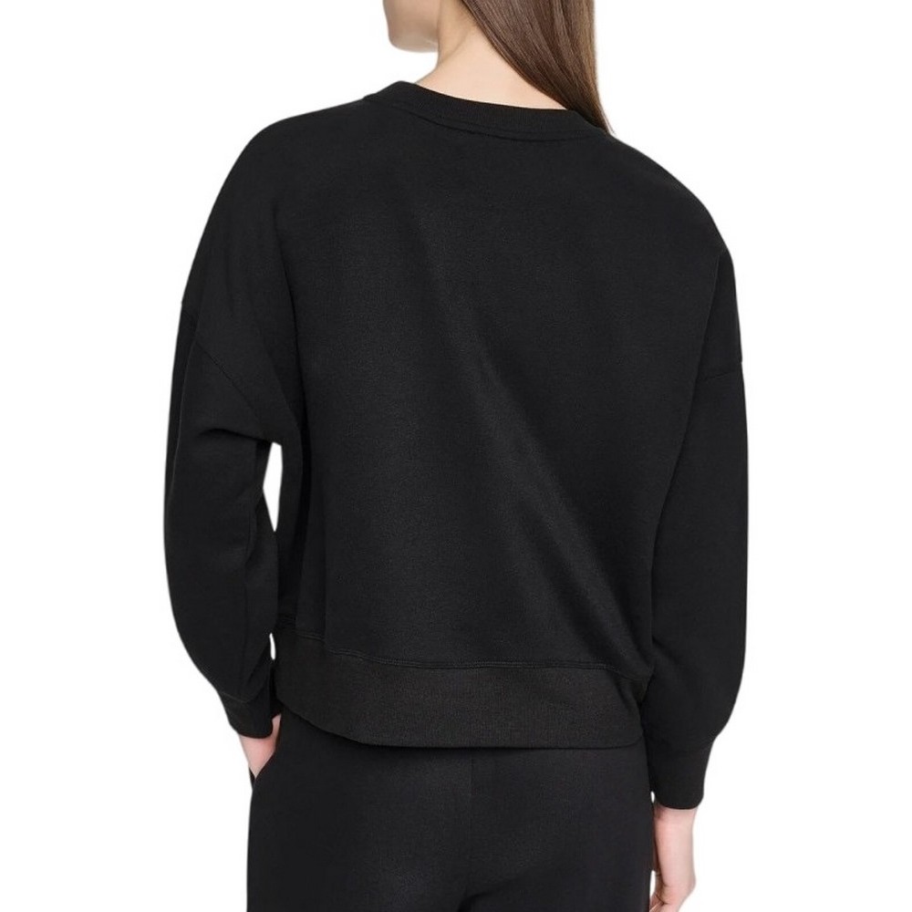 DKNY FLOCKED VARSITY LOGO SWEATSHIRT ΜΠΛΟΥΖΑ ΦΟΥΤΕΡ ΓΥΝΑΙΚΕΙΑ BLACK