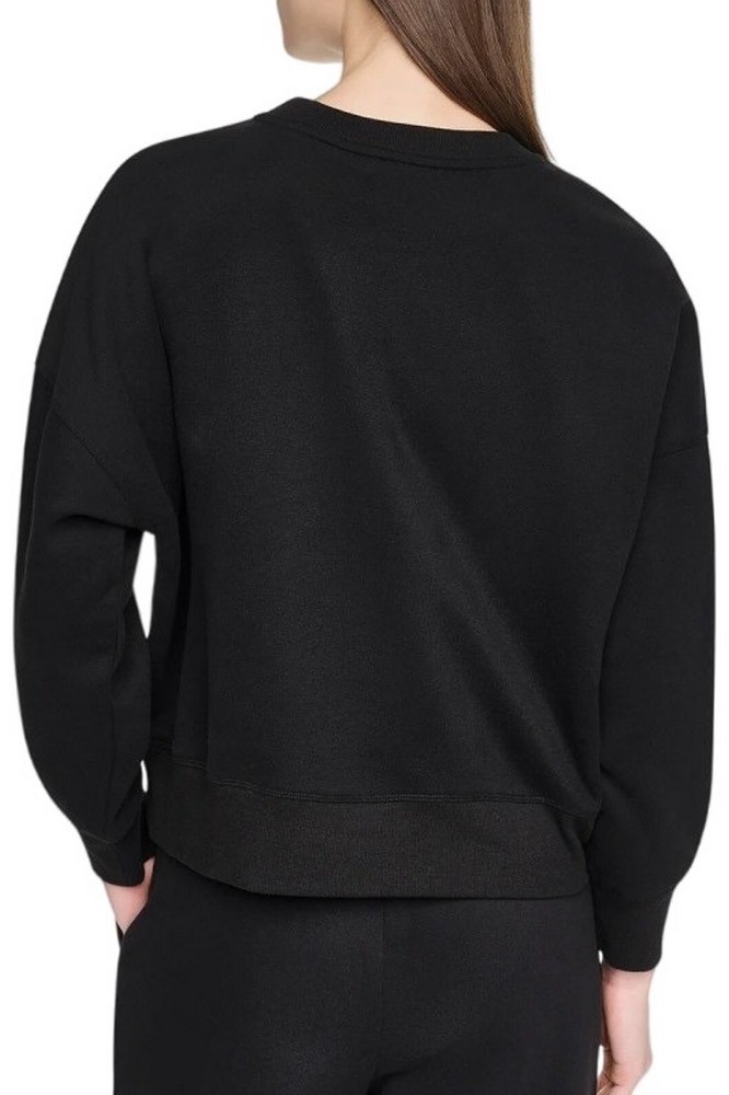 DKNY FLOCKED VARSITY LOGO SWEATSHIRT ΜΠΛΟΥΖΑ ΦΟΥΤΕΡ ΓΥΝΑΙΚΕΙΑ BLACK
