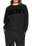 DKNY FLOCKED VARSITY LOGO SWEATSHIRT ΜΠΛΟΥΖΑ ΦΟΥΤΕΡ ΓΥΝΑΙΚΕΙΑ BLACK