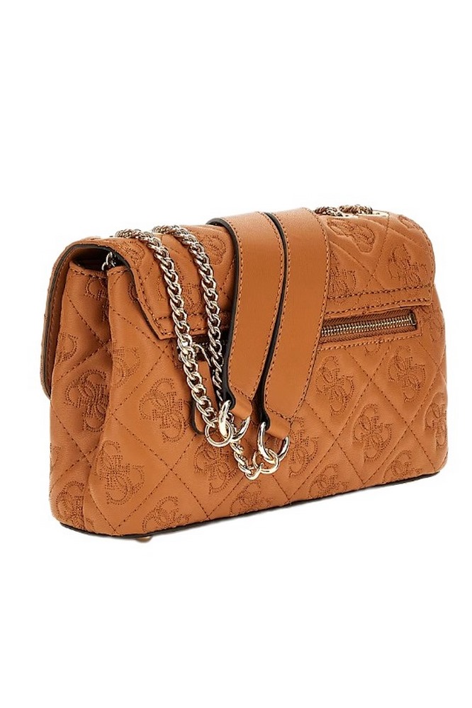 GUESS ADELASIA CNVRTBLE XBODY FLAP ΤΣΑΝΤΑ ΓΥΝΑΙΚΕΙΑ CARAMEL