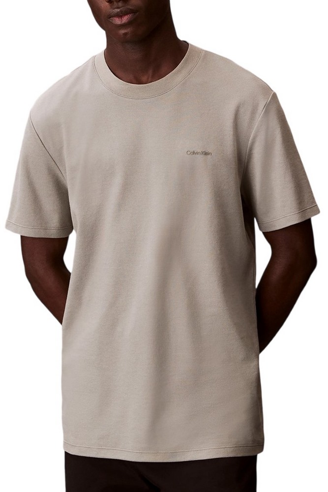 CALVIN KLEIN TECH INTERLOCK CREWNK TEE T-SHIRT ΜΠΛΟΥΖΑ ΑΝΔΡΙΚΗ KHAKI