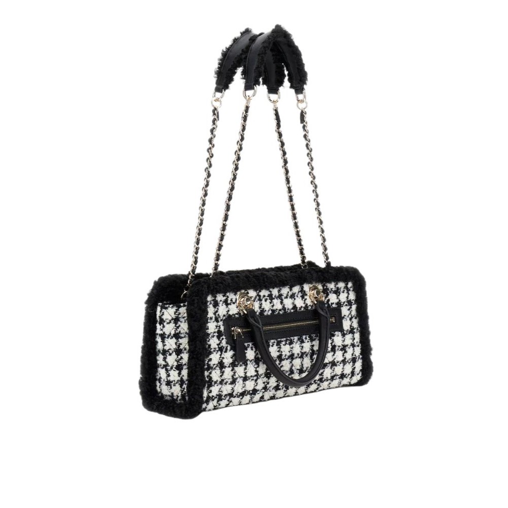 GUESS CRISTI SHOULDER SATCHEL ΤΣΑΝΤΑ ΓΥΝΑΙΚΕΙΑ BLACK/WHITE