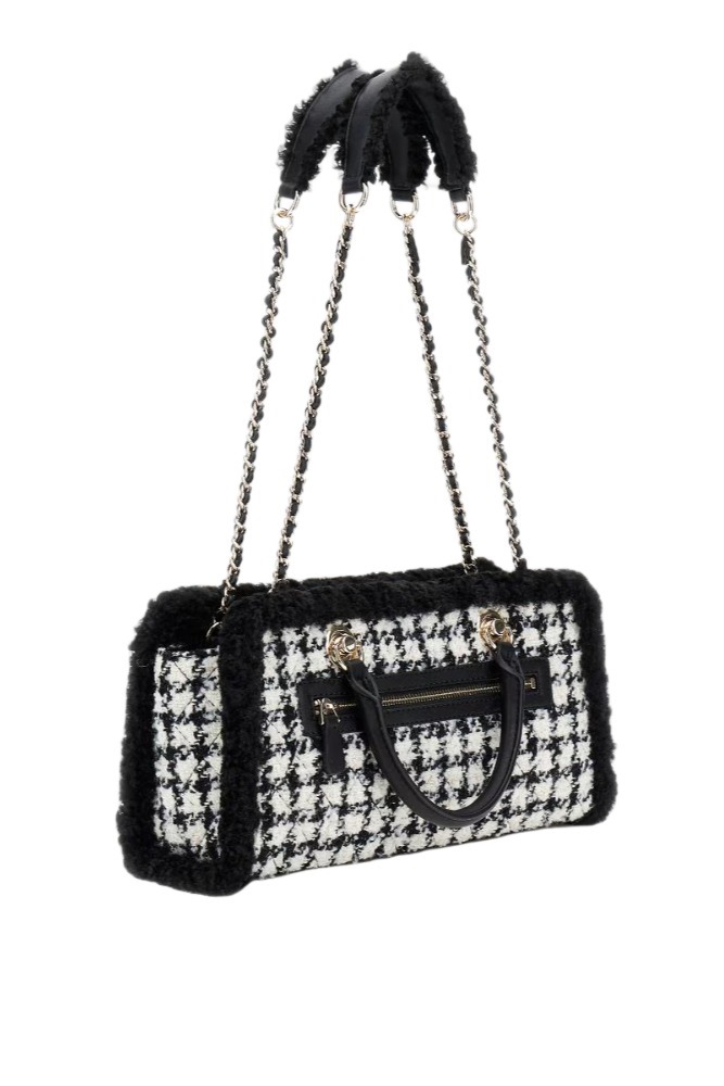 GUESS CRISTI SHOULDER SATCHEL ΤΣΑΝΤΑ ΓΥΝΑΙΚΕΙΑ BLACK/WHITE
