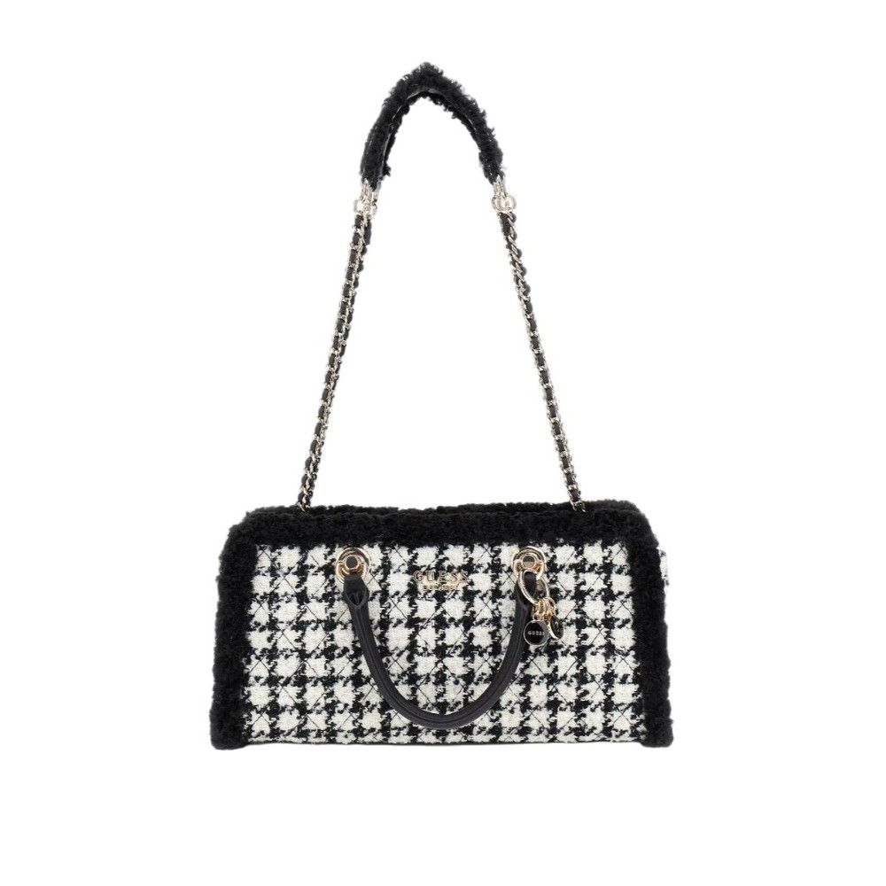 GUESS CRISTI SHOULDER SATCHEL ΤΣΑΝΤΑ ΓΥΝΑΙΚΕΙΑ BLACK/WHITE