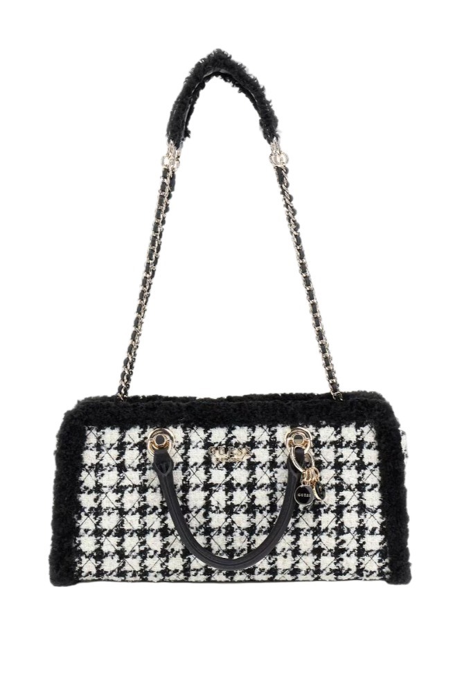 GUESS CRISTI SHOULDER SATCHEL ΤΣΑΝΤΑ ΓΥΝΑΙΚΕΙΑ BLACK/WHITE