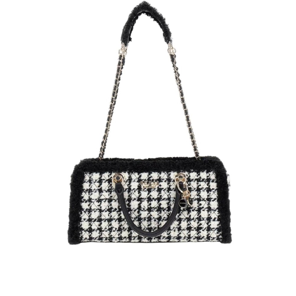 GUESS CRISTI SHOULDER SATCHEL ΤΣΑΝΤΑ ΓΥΝΑΙΚΕΙΑ BLACK/WHITE