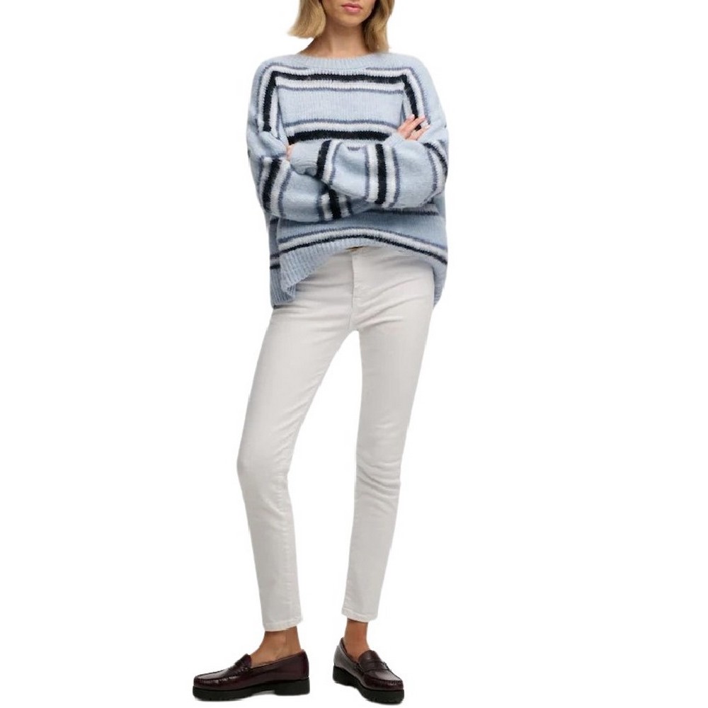SUPERDRY SLOUCHY BRUSHED STRIPE KNIT ΜΠΛΟΥΖΑ ΠΛΕΚΤΗ ΓΥΝΑΙΚΕΙΑ CIEL