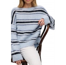 SUPERDRY SLOUCHY BRUSHED STRIPE KNIT ΜΠΛΟΥΖΑ ΠΛΕΚΤΗ ΓΥΝΑΙΚΕΙΑ CIEL