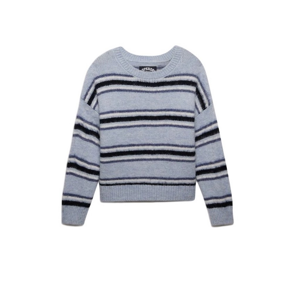 SUPERDRY SLOUCHY BRUSHED STRIPE KNIT ΜΠΛΟΥΖΑ ΠΛΕΚΤΗ ΓΥΝΑΙΚΕΙΑ CIEL